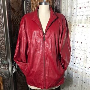 Wilsons Leather Red Leather Zip-Front Jacket